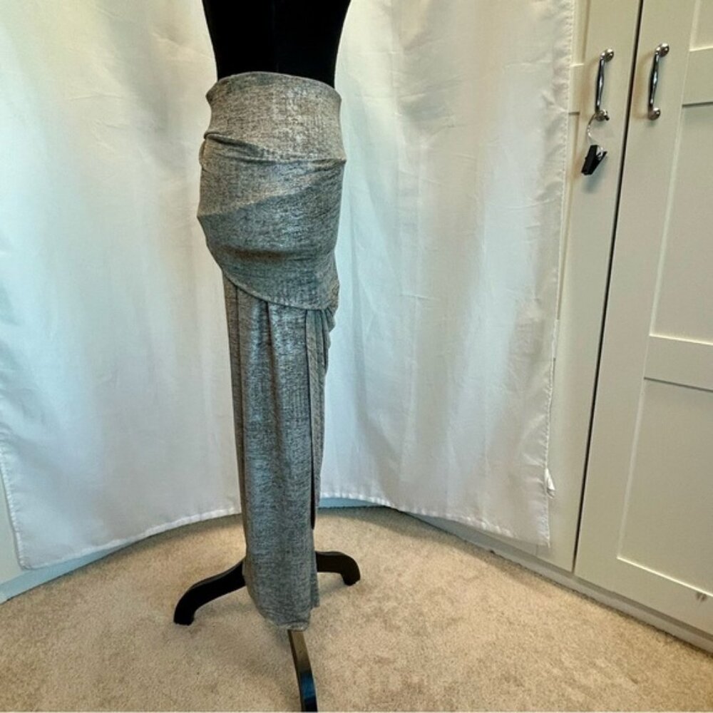 Sirens metallic silver taupe brown draped asymmetrical mermaid bodycon skirt - Picture 4 of 12